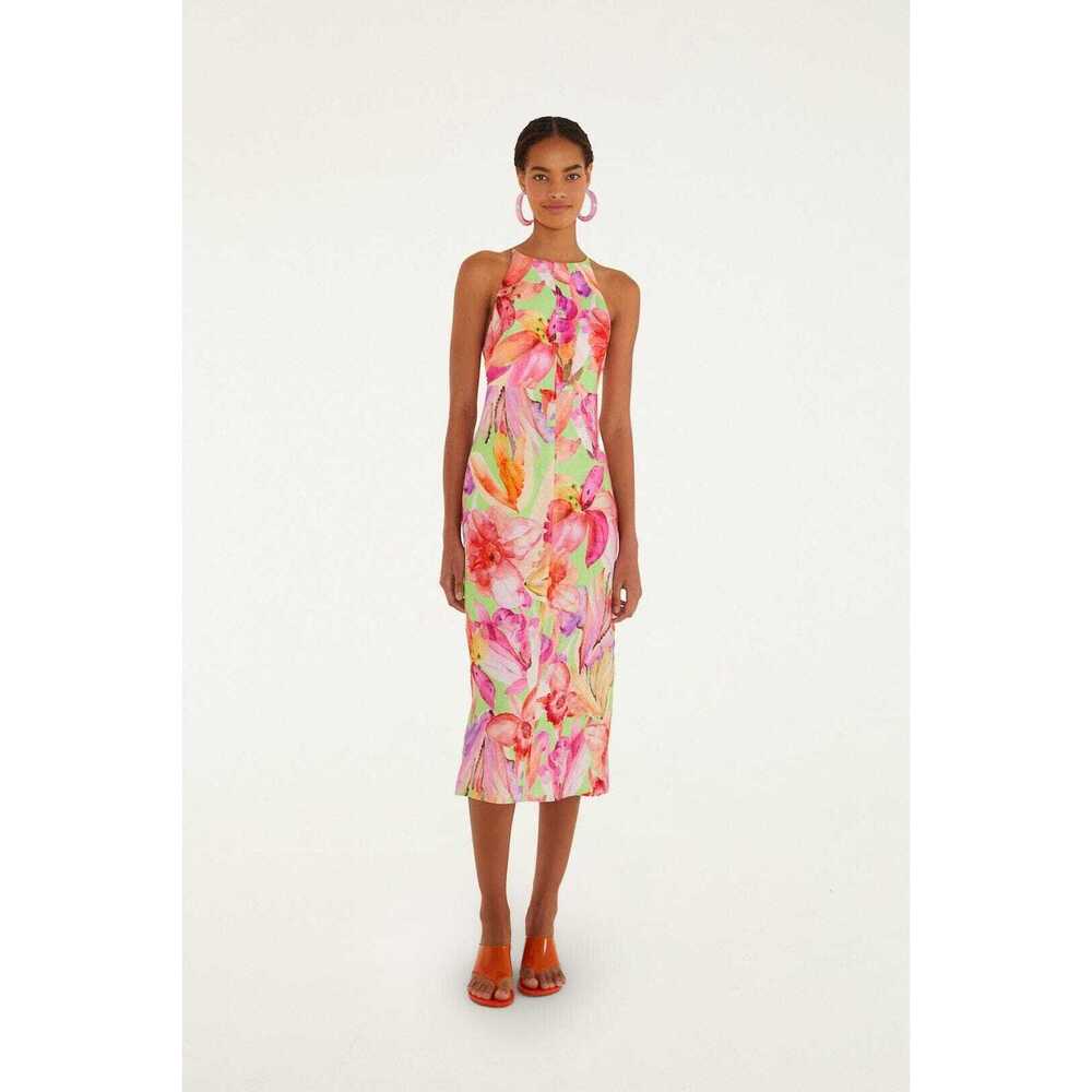 Multicolor Artsy Flora Midi Dress